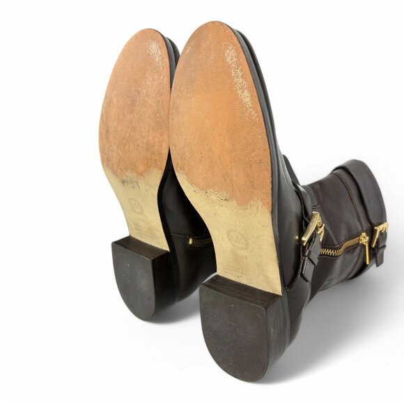 Michael Kors Gansevoort Dark Brown Mid Calf Boot 9.5 with gold-tone hardware - Picture 15 of 15